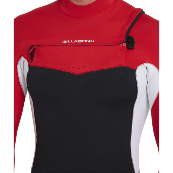 2026 Billabong Männer Revolution Natural AI 2mm Langärmel Brustreißverschluss Shorty Neoprenanzug ABYW400128 - Deep Red